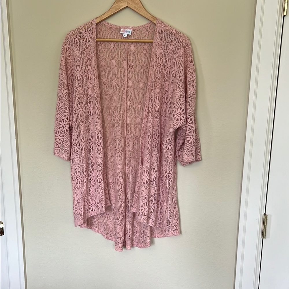 LuLaRoe Pink Lace Cardigan